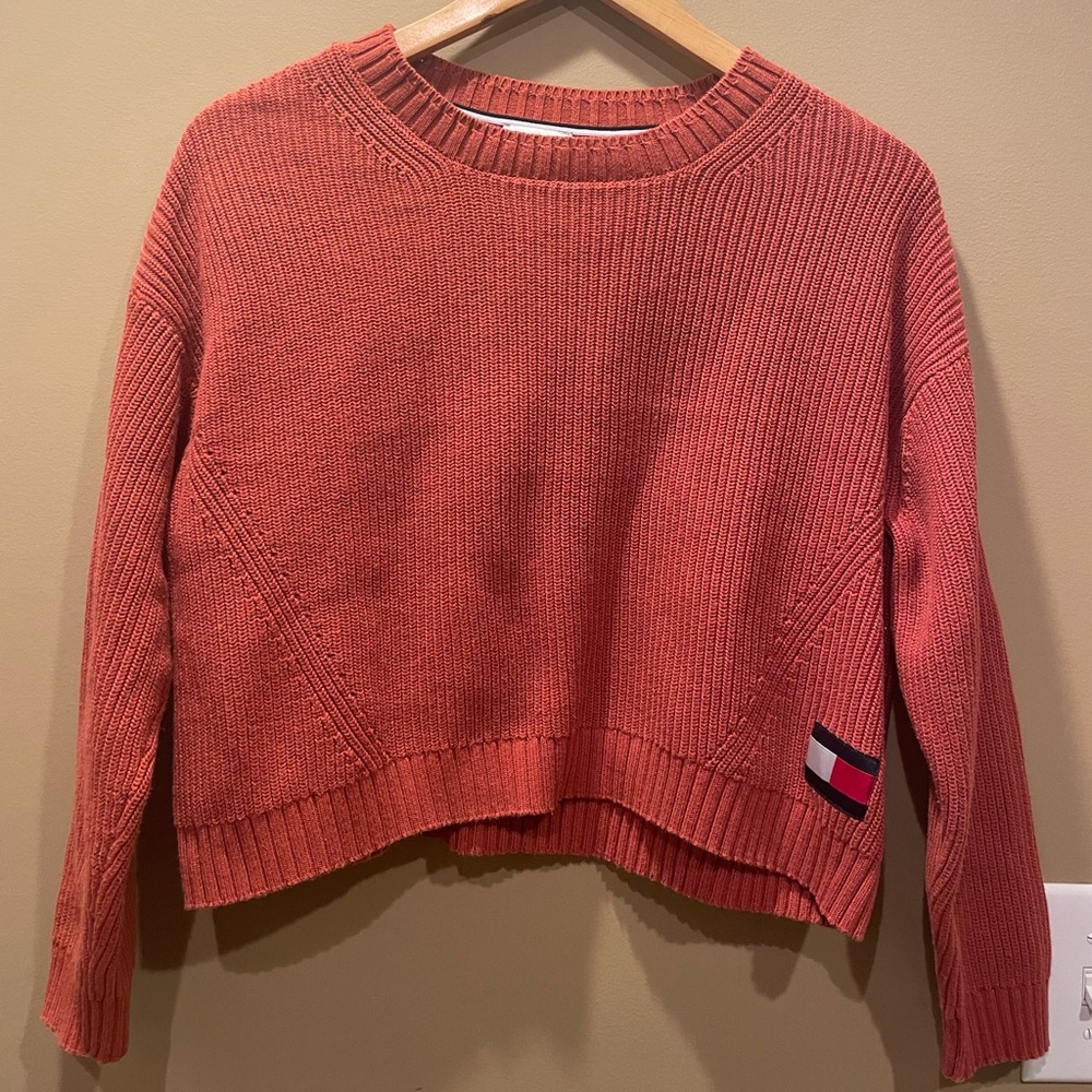 Tommy Hilfiger Cotton blend crewneck sweater burnt orange